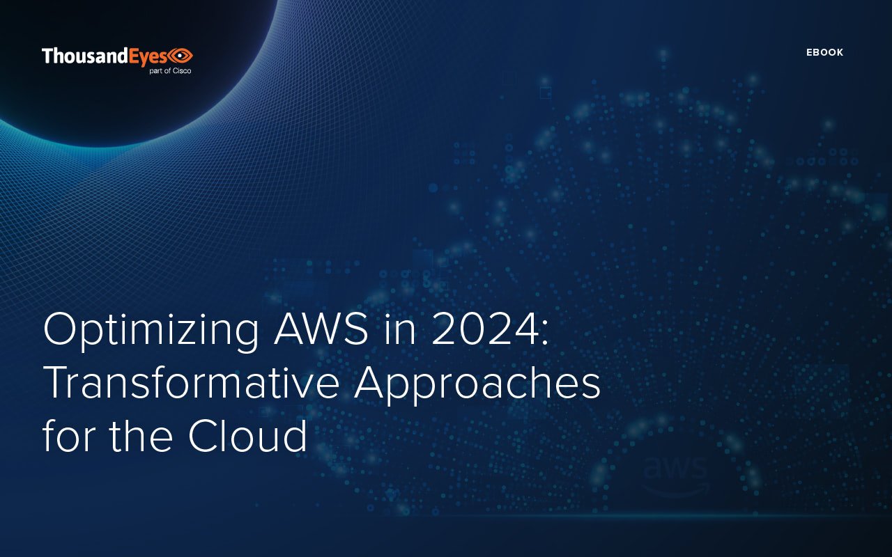 Cover of the Optimizing AWS in 2024 eBook. Has a dark blue background with a cloud graphic and the title of the eBook.