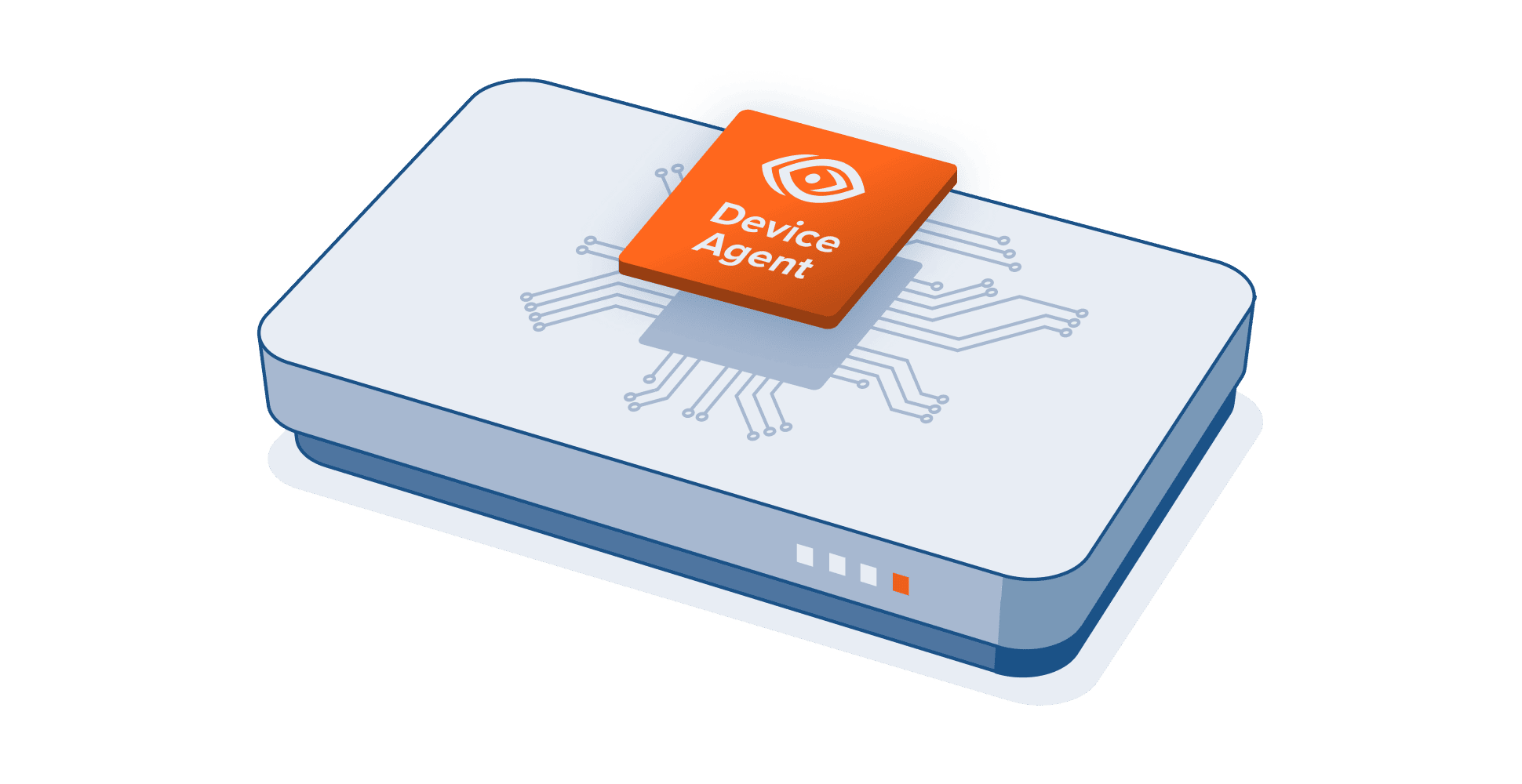 Graphic depicting a router with a Device Agent on it