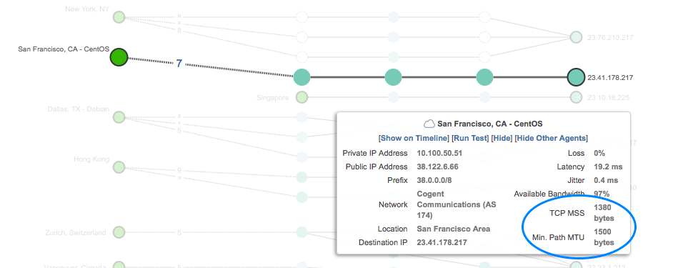 PMTU and MSS in Path Visualization